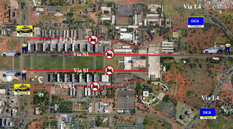 Esplanada e vias adjacentes serão fechadas por 48 horas